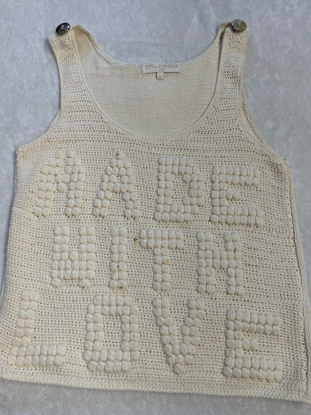 Anthropologie Stella Pardo Cream Chunky Popcorn Knit Women's Sweater Vest